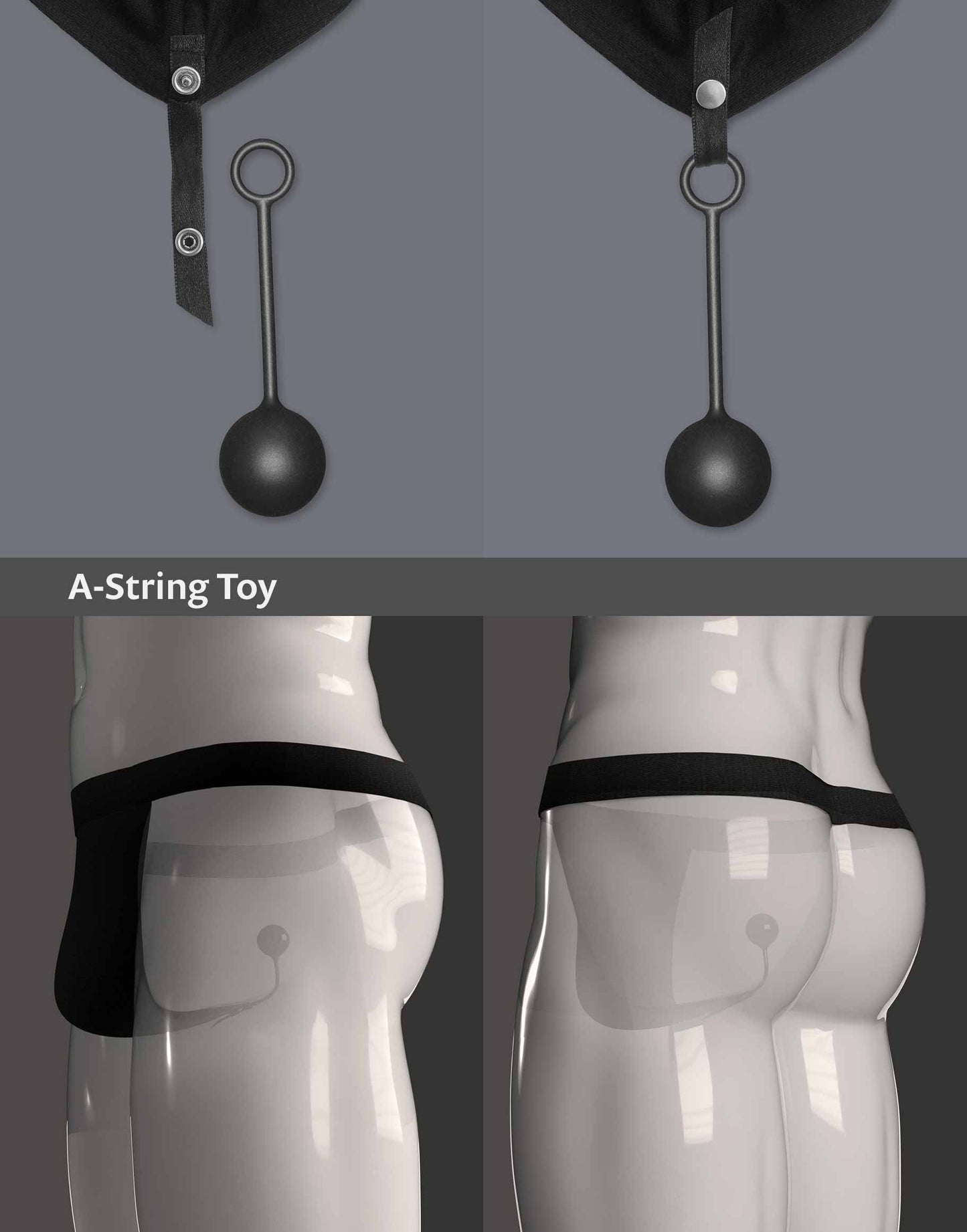 Close-up of the A-String Toy attached to the A-String Kilian by WILDYOU