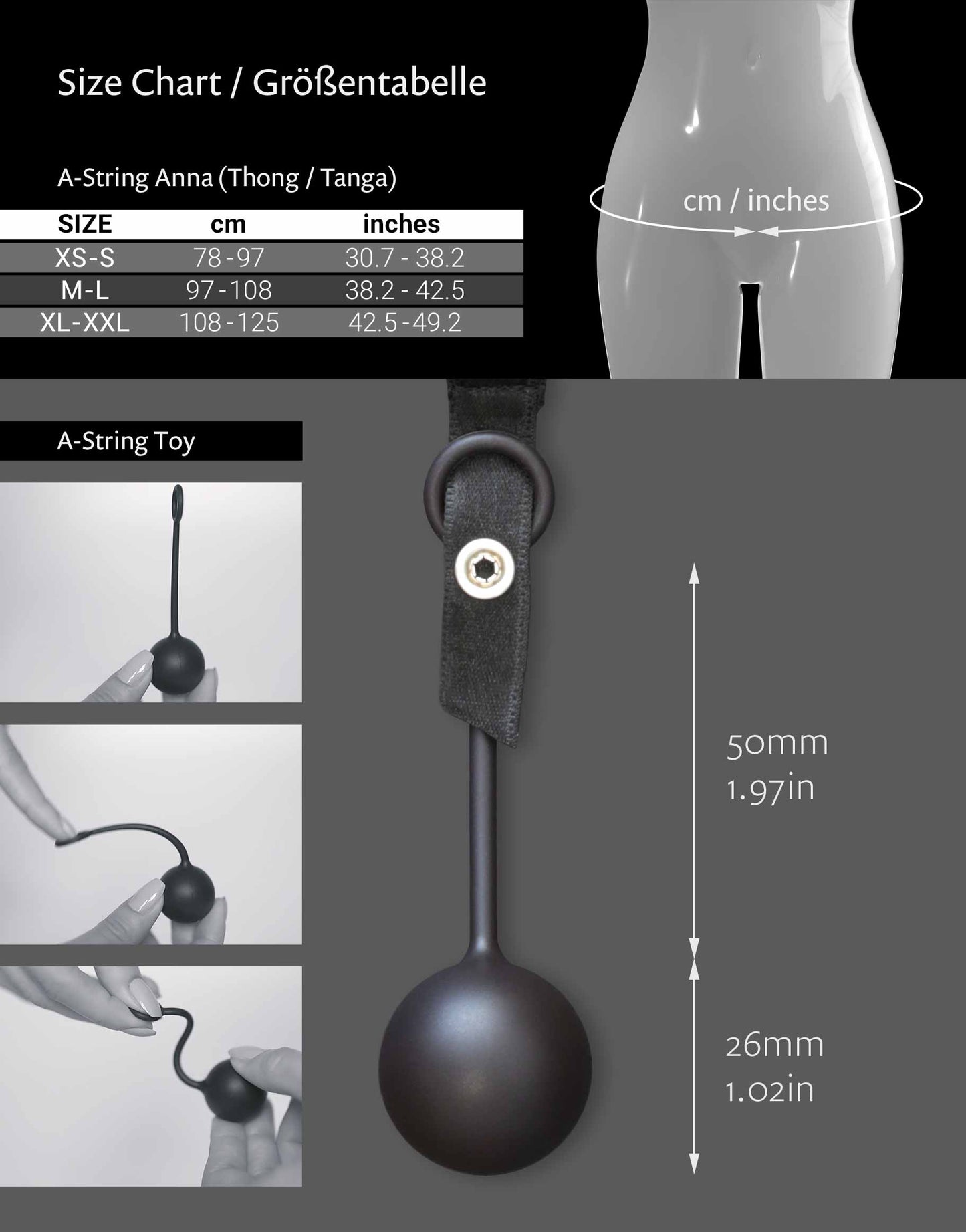 Size Chart for A-String Anna by WILDYOU