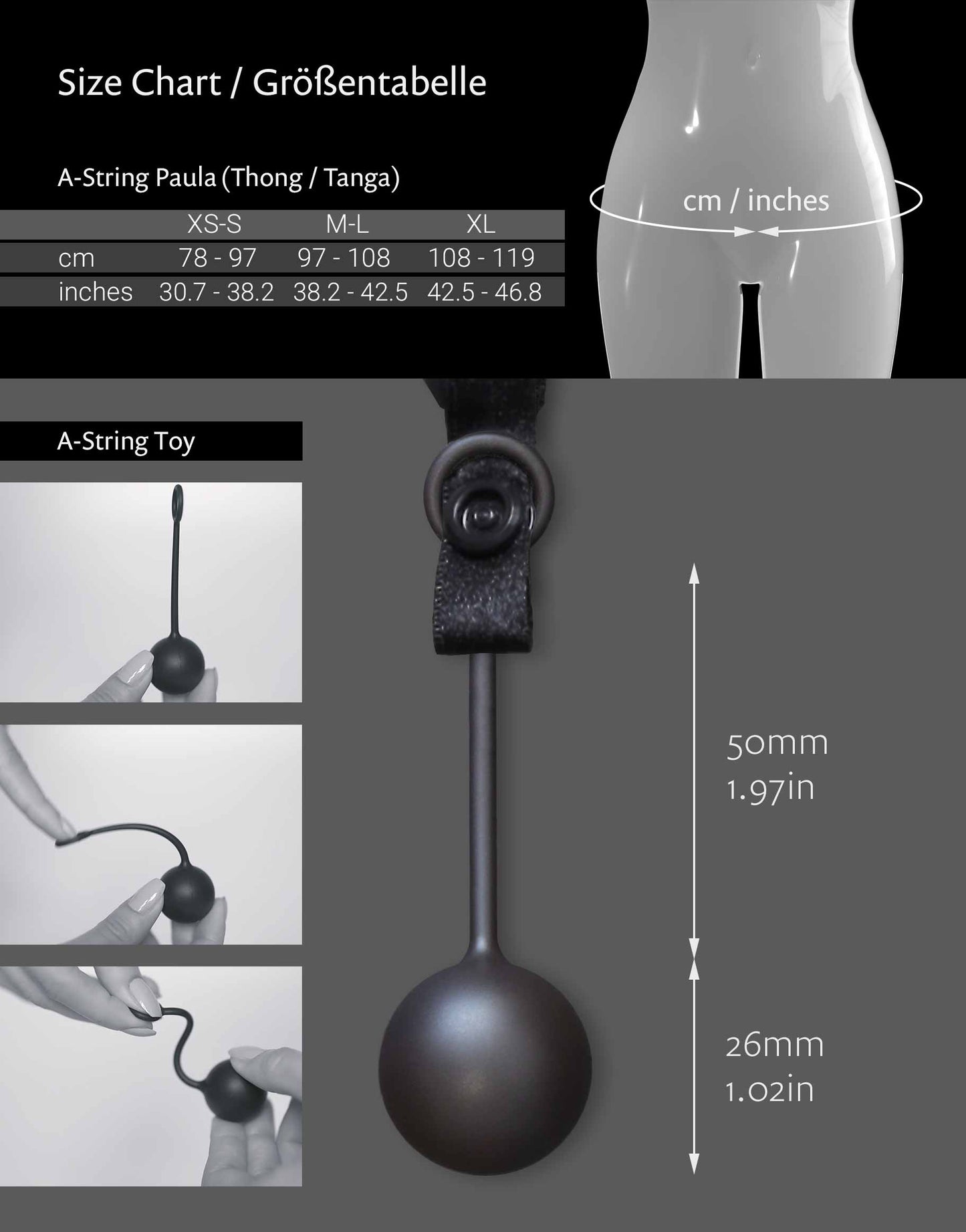 Size Chart for A-String Paula by WILDYOU