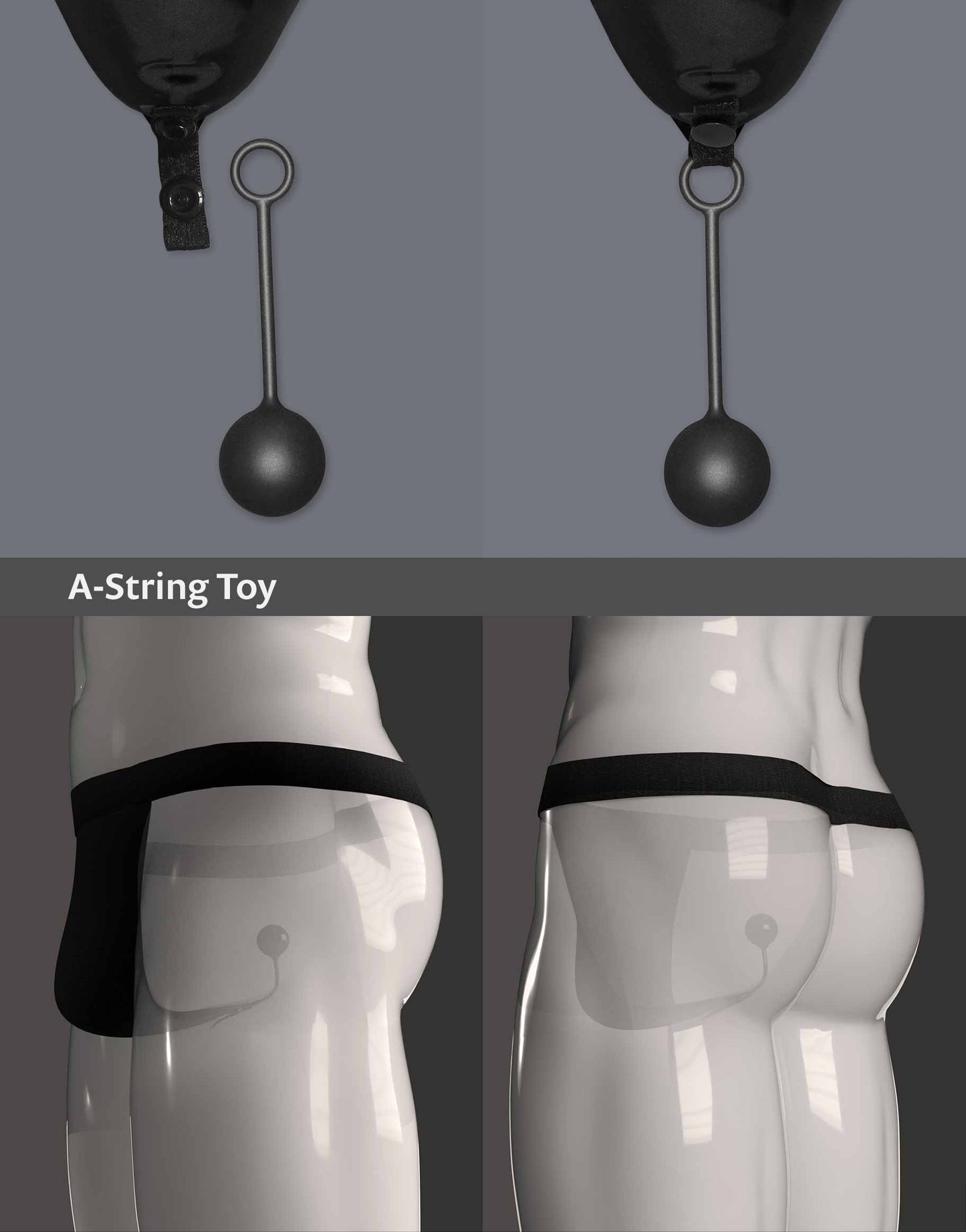 Close-up of the A-String Toy attached to the A-String George