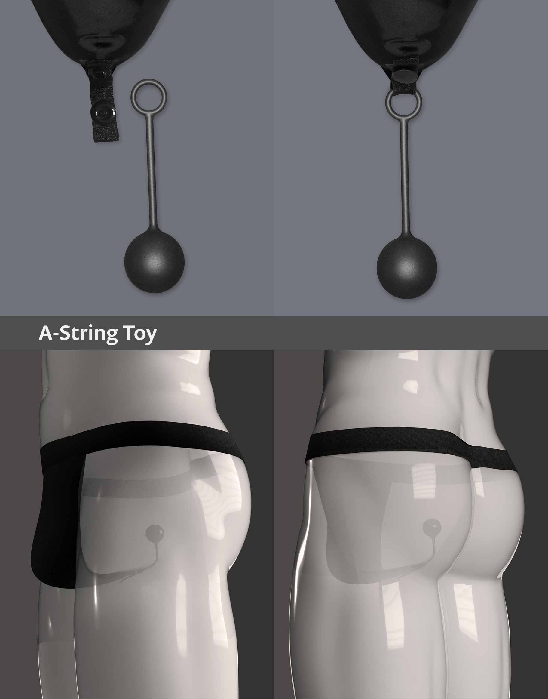 Close-up of the A-String Toy attached to the A-String George