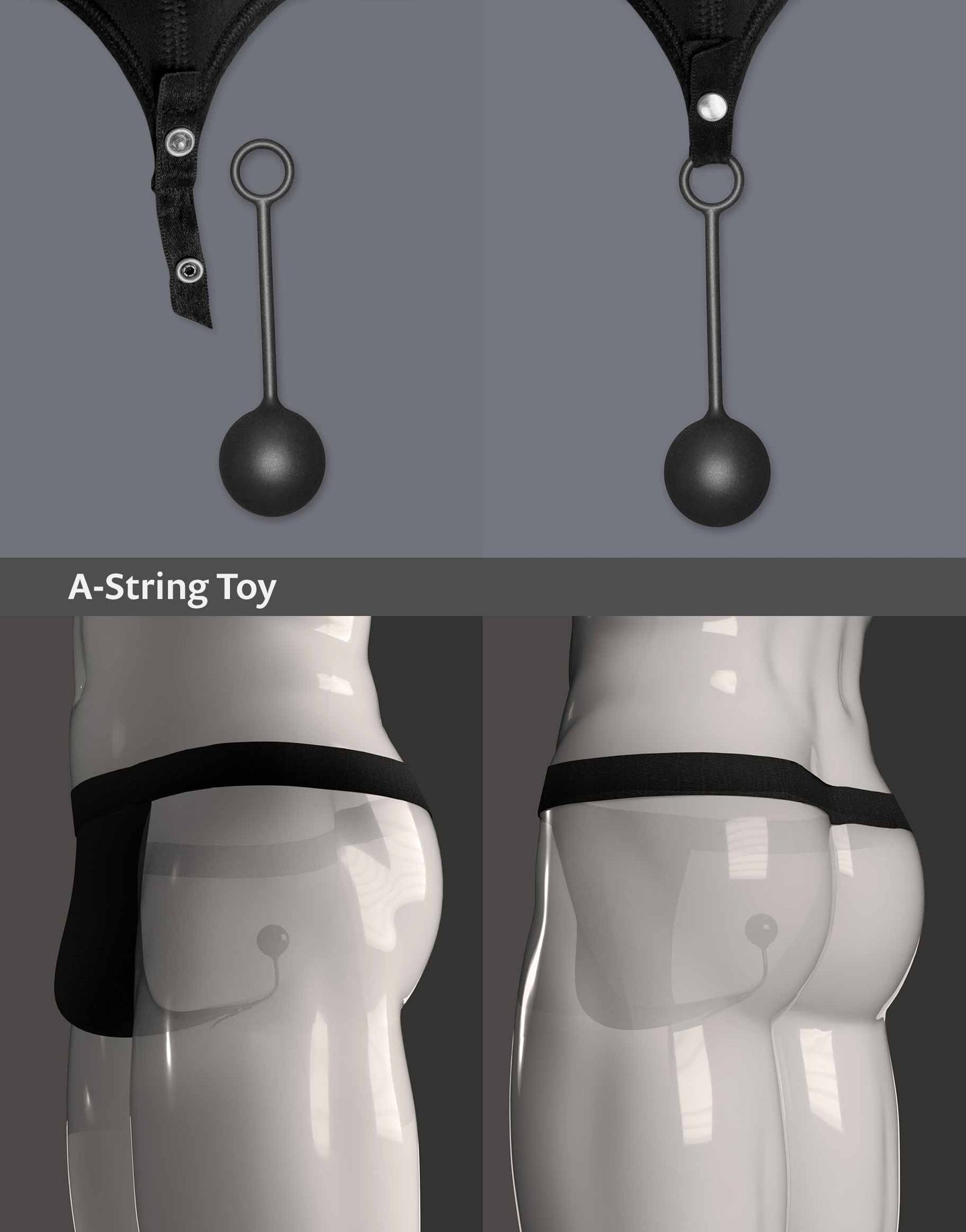 Close-up of the A-String Toy attached to the A-String Kay by WILDYOU