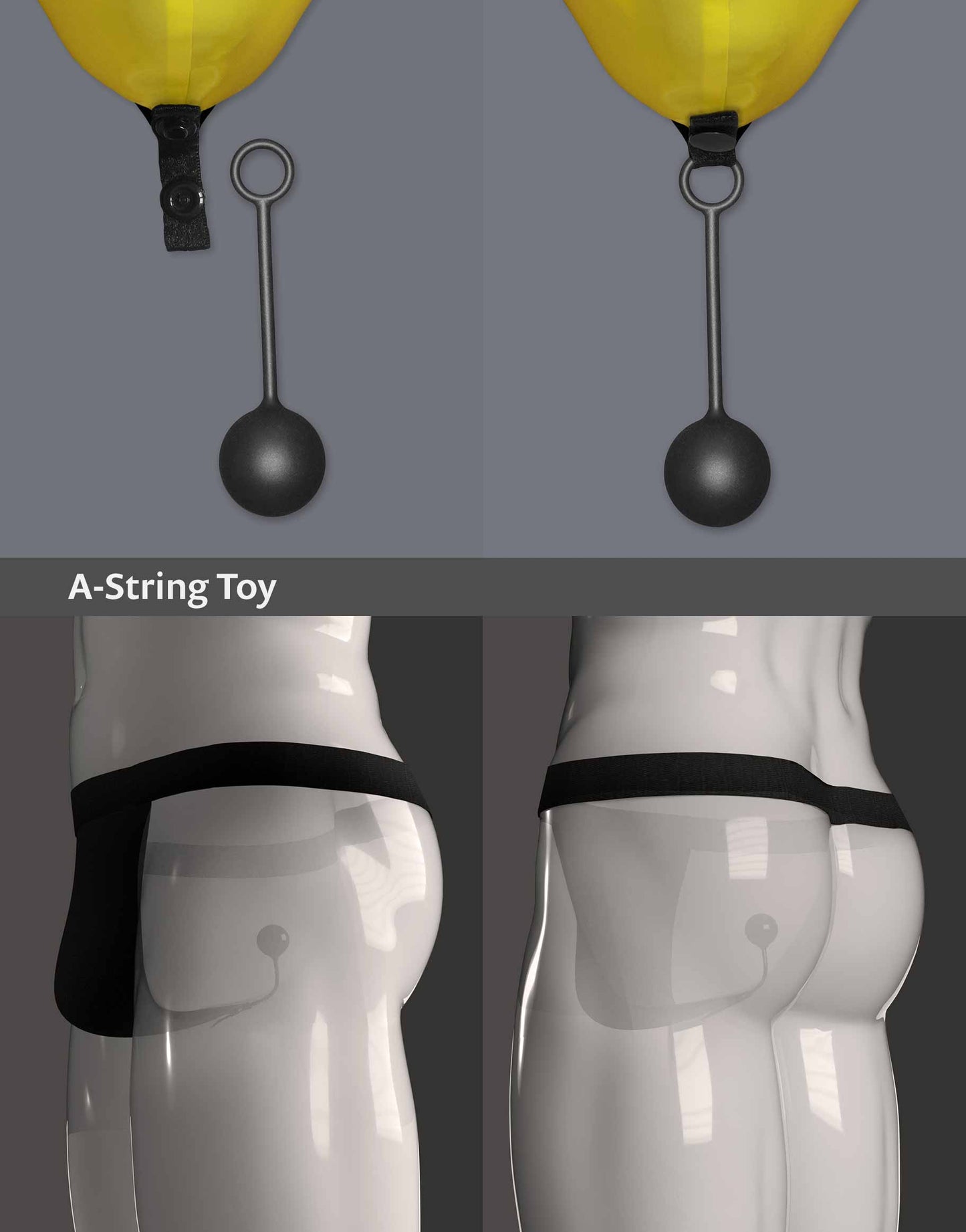 Close-up of the A-String Toy attached to the A-String Nick by WILDYOU